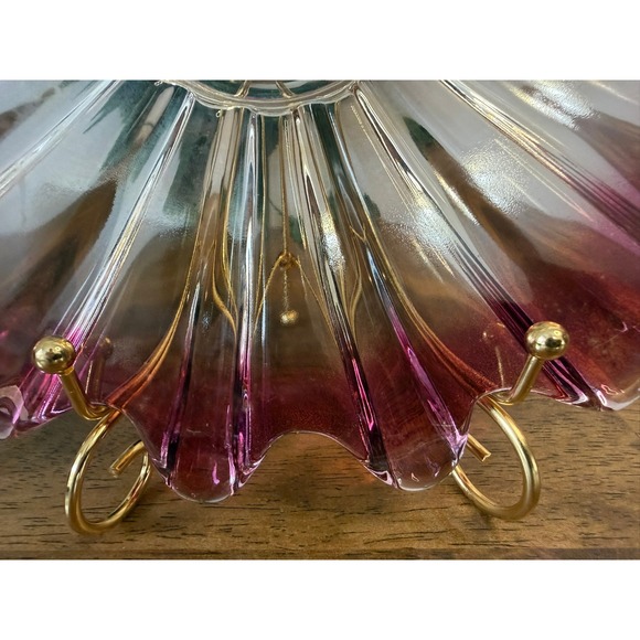 Vintage Federal Glass Celestial Marigold Purple Pressed Glass Charger Plate - Picture 4 of 10